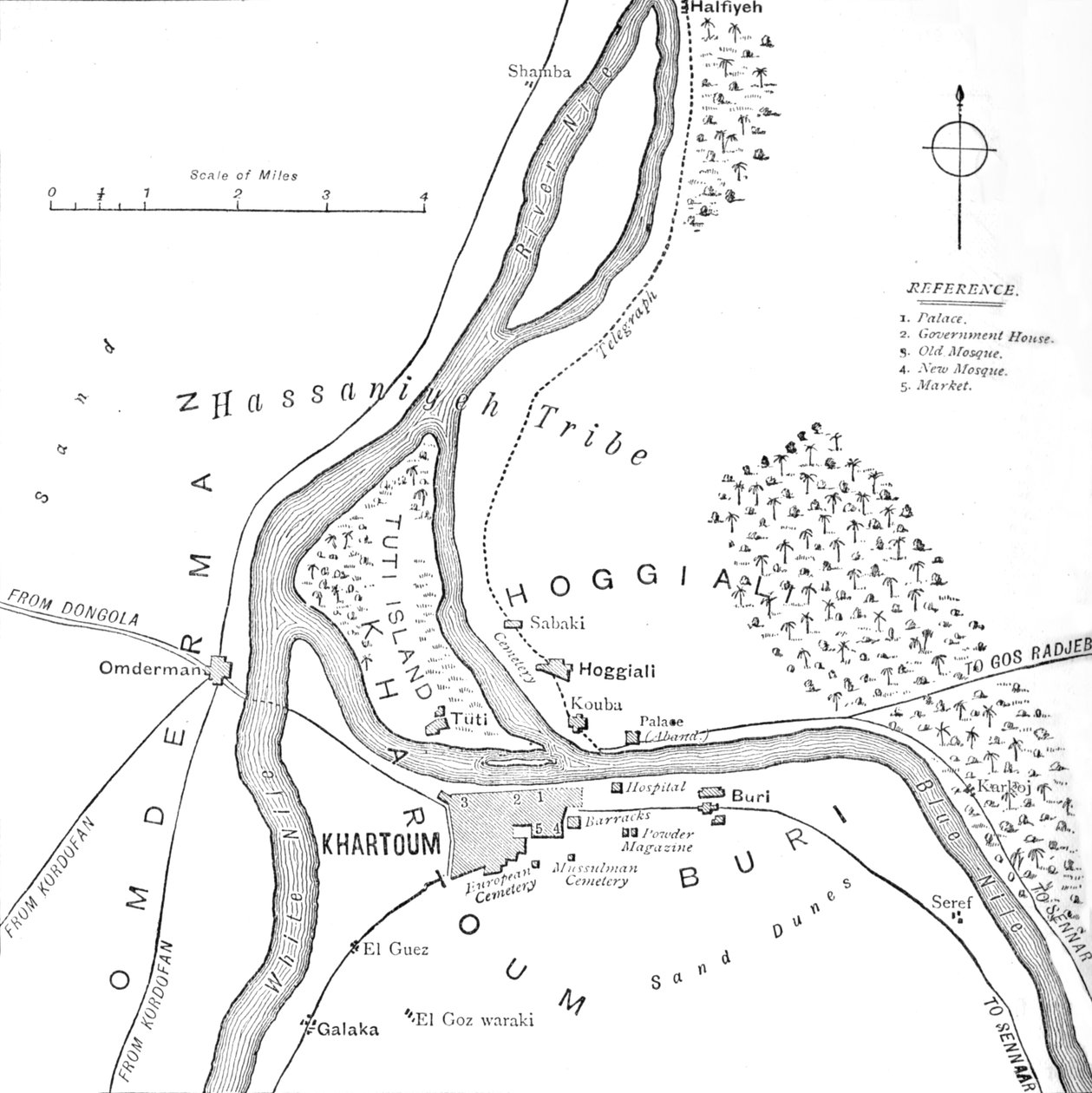 खार्तूम और आसपास के क्षेत्र का नक्शा, c1885 द्वारा अज्ञात