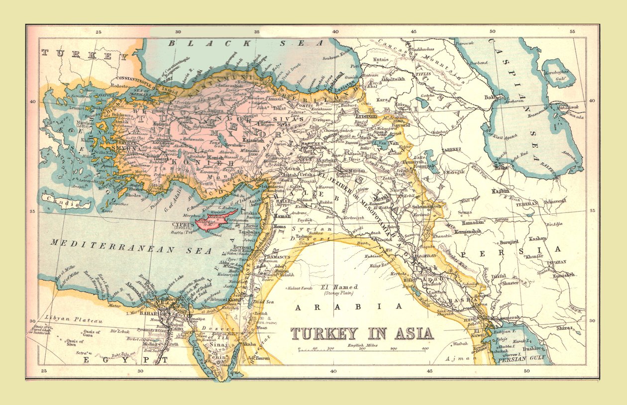 एशिया में तुर्की का नक्शा, 1902। द्वारा अज्ञात