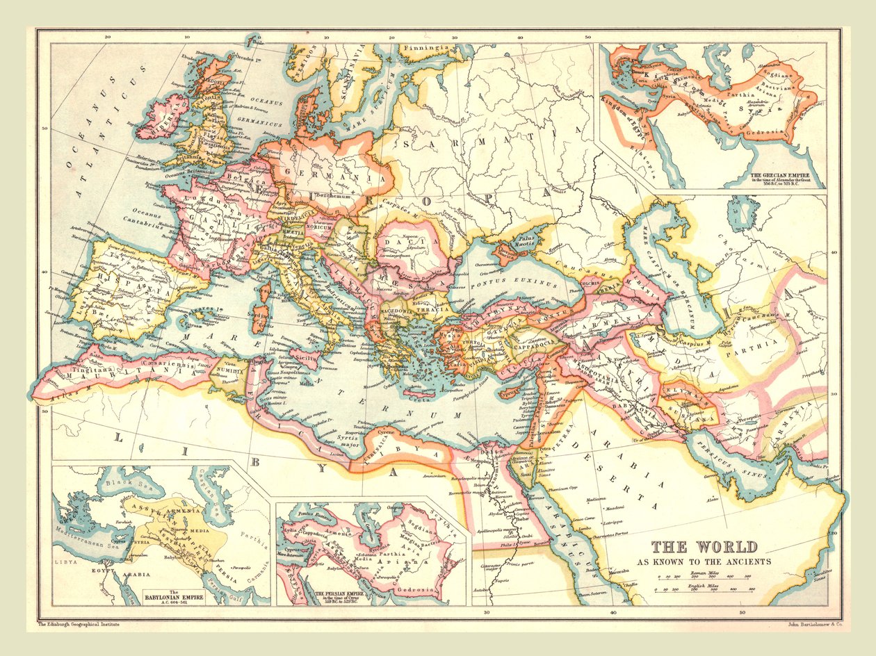 प्राचीन विश्व का मानचित्र, 1902। द्वारा अज्ञात