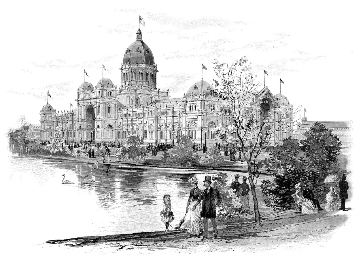 मेलबोर्न प्रदर्शनी भवन, विक्टोरिया, ऑस्ट्रेलिया, 1886 द्वारा अज्ञात