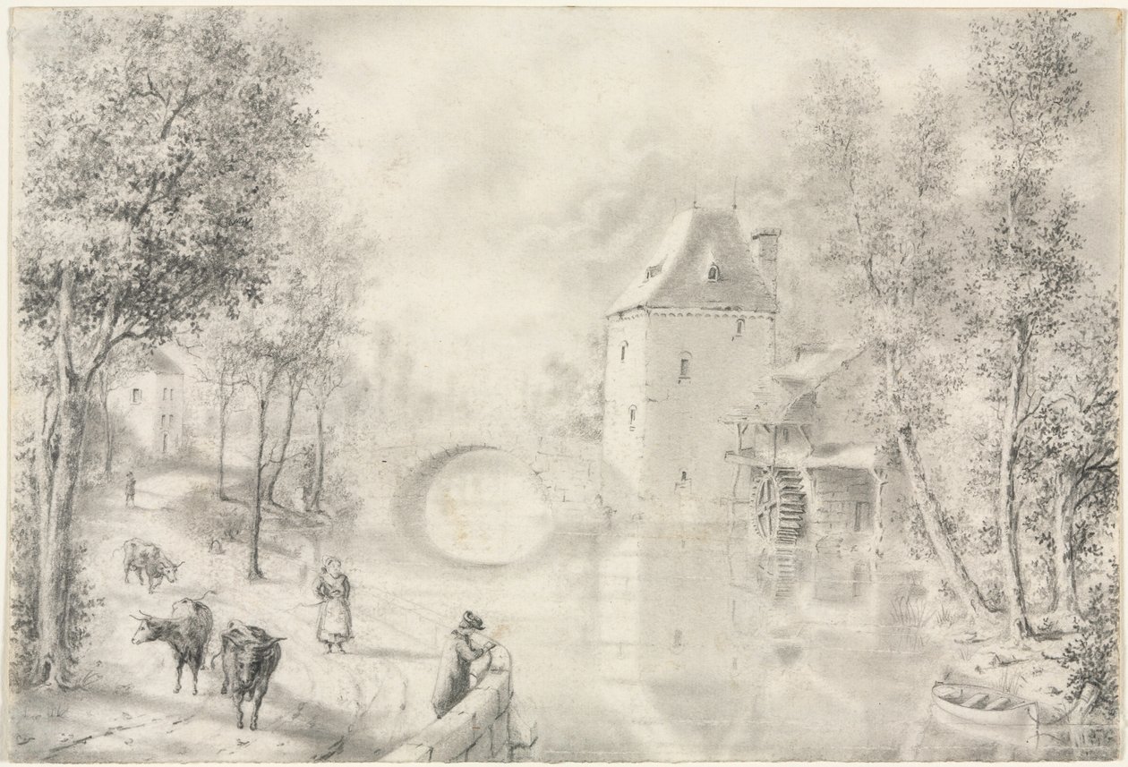 पुराने पुल से सड़क, 1800s। द्वारा अज्ञात