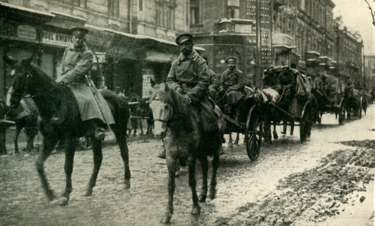 Przemysl पर रूसी आपूर्ति स्तंभ, मार्च 1915, c1920। द्वारा अज्ञात