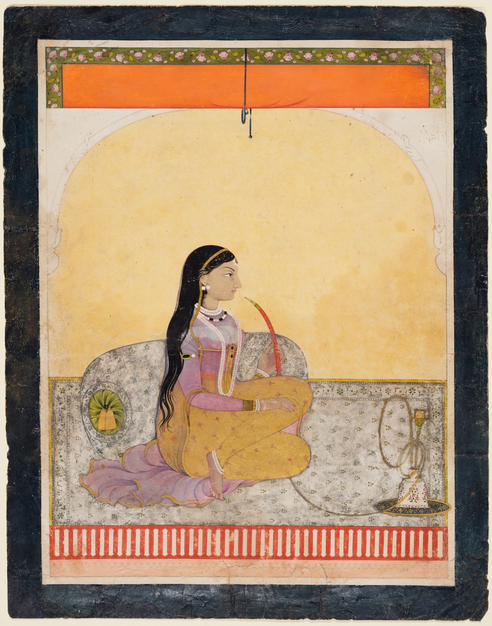बैठा लेडी स्मोकिंग एक हुक्का, सी। 1780। द्वारा अज्ञात