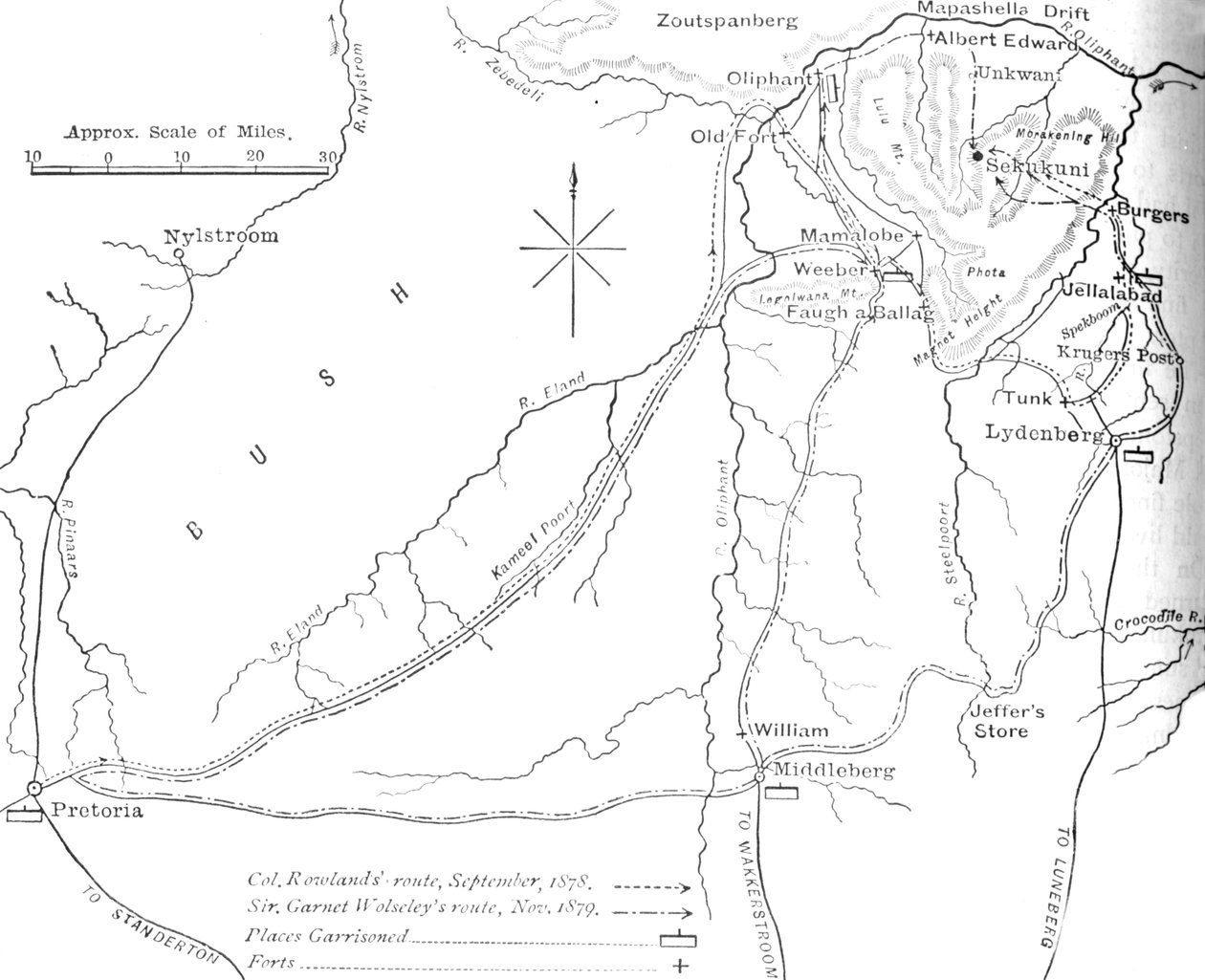 सेकुकुनिस देश का स्केच मैप, c1880 द्वारा अज्ञात