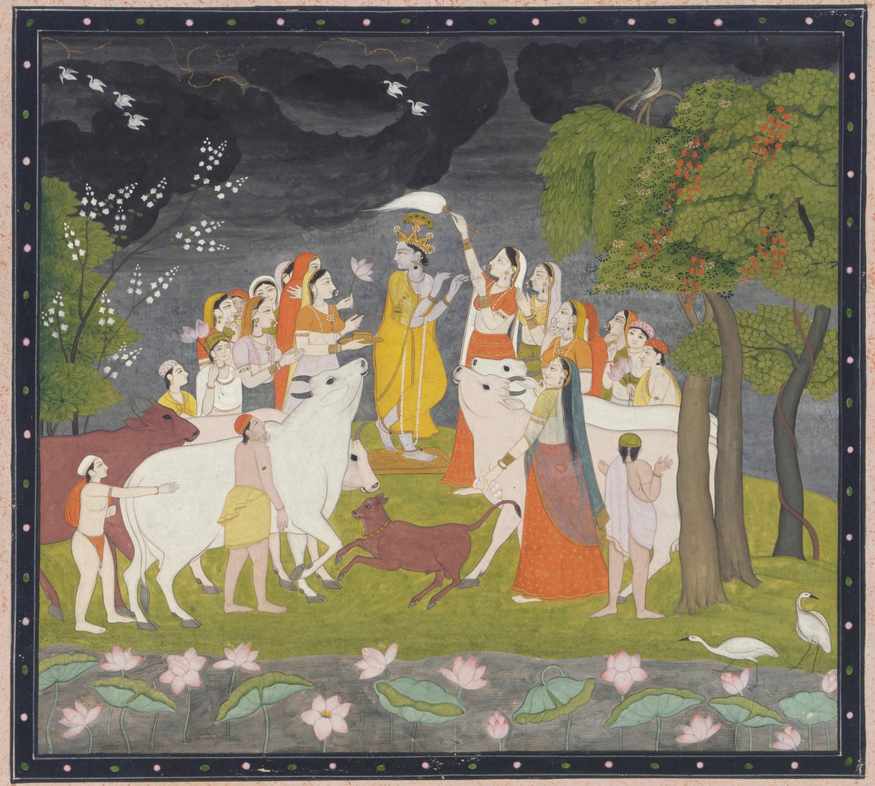 बांसुरी के साथ श्री कृष्ण, लगभग. 1790-1800. द्वारा अज्ञात