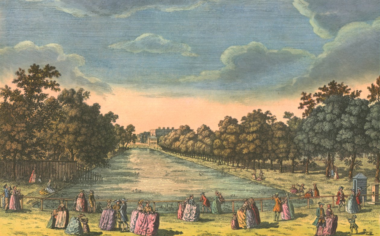 सेंट जेम्स पार्क और बकिंघम हाउस, c1763। द्वारा अज्ञात