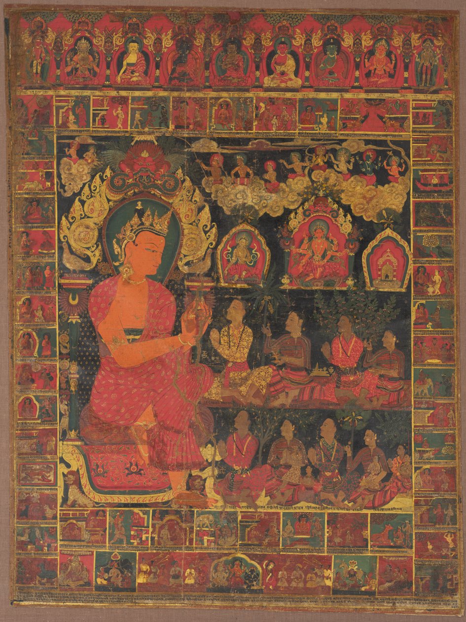 थंगका के साथ बेज्वेल्ड बुद्ध उपदेश, 1648। द्वारा अज्ञात