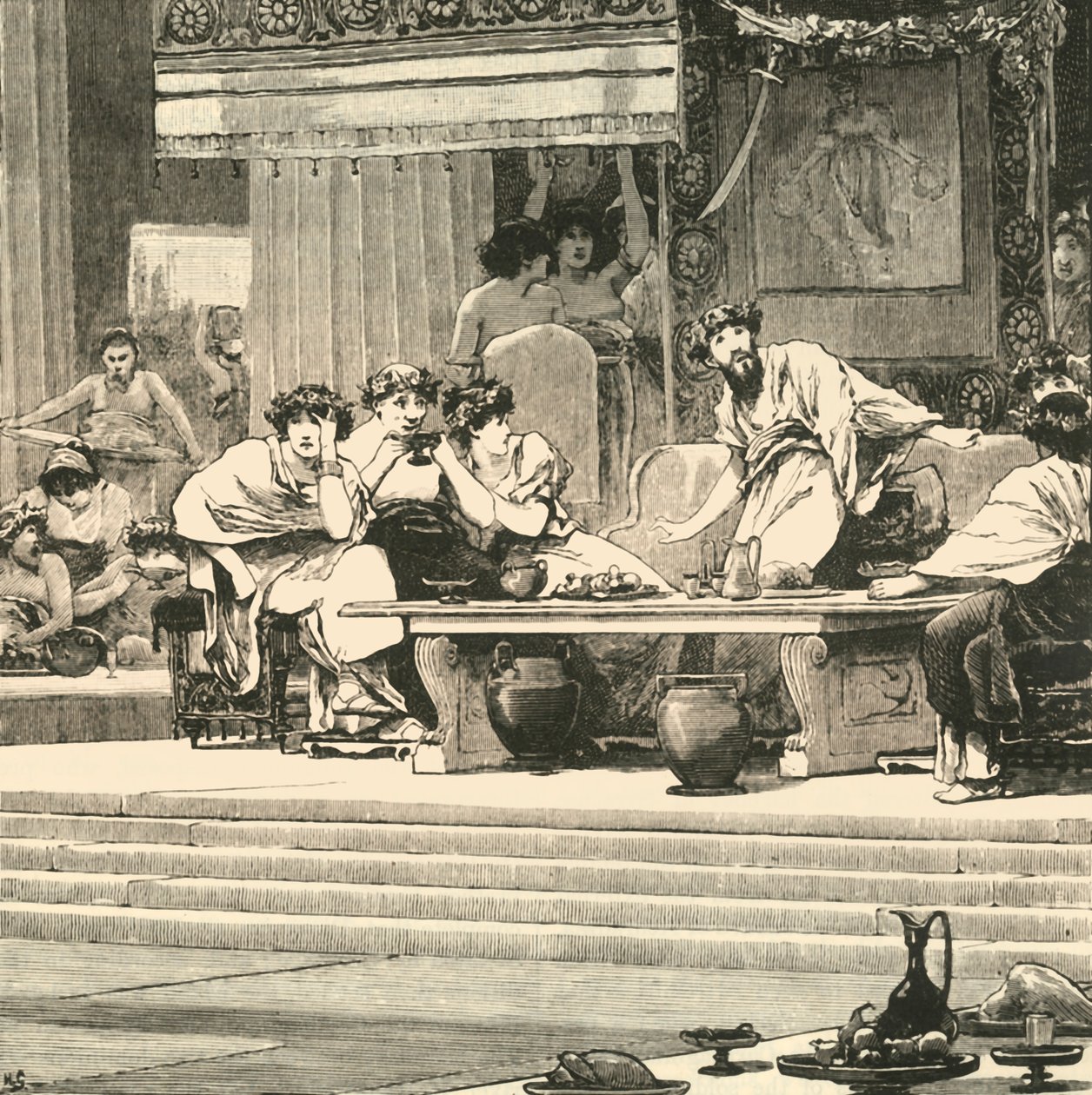 द बैंक्वेट ऑफ डैमोकल्स, 1890। द्वारा अज्ञात