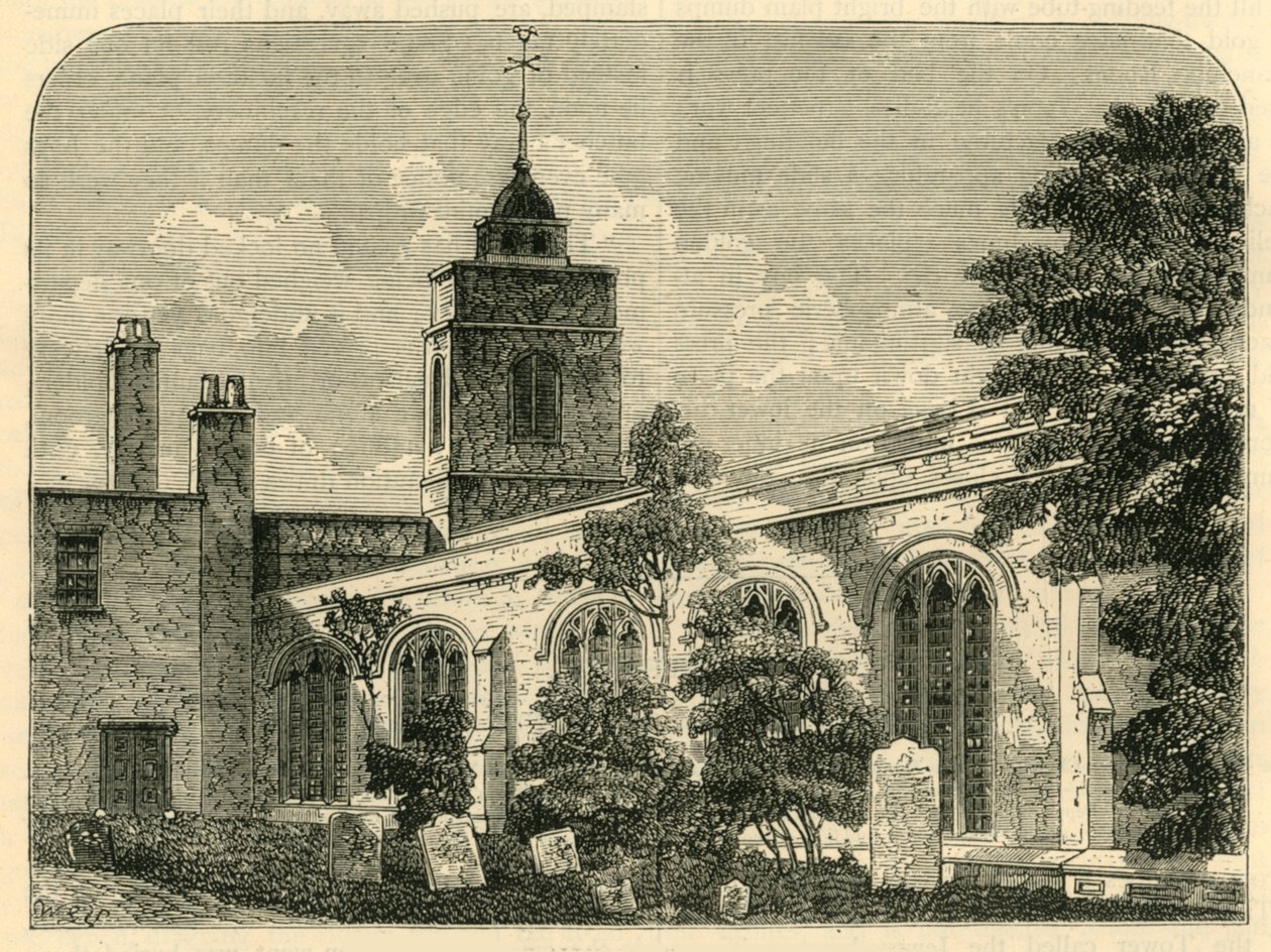 1750 में चर्च ऑफ अल्हेल्लो, बार्किंग, c1872। द्वारा अज्ञात