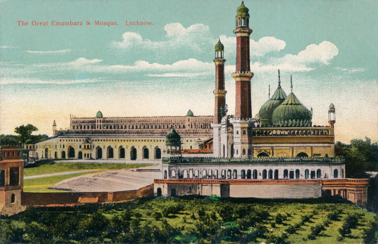 महान एम्बामारा और मस्जिद। लखनऊ, c1900। द्वारा अज्ञात