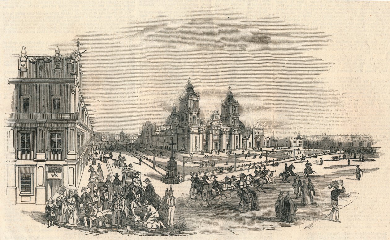 द ग्रेट स्क्वायर, मैक्सिको, 1845। द्वारा अज्ञात