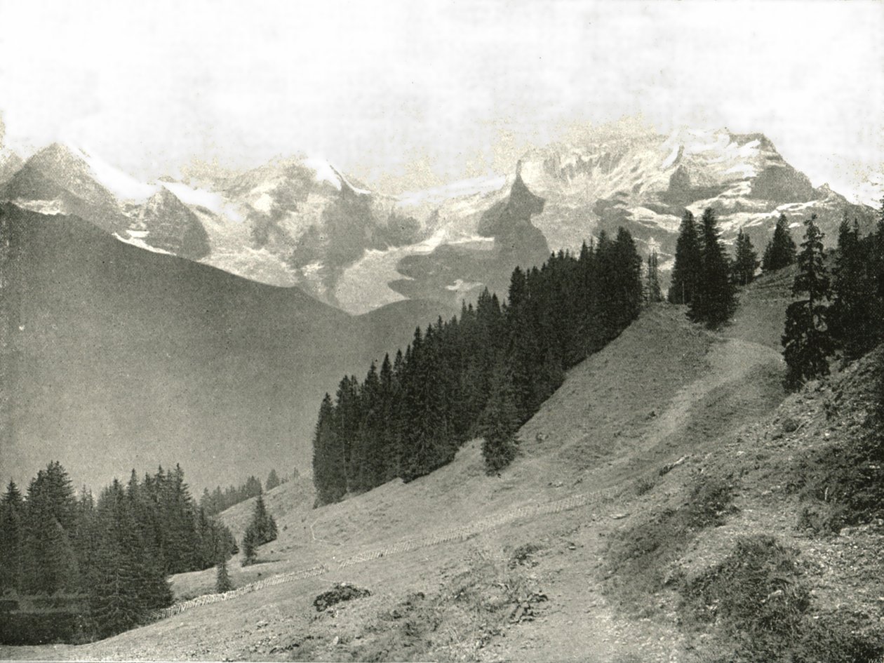 जुंगफ्रा और उसके पड़ोसी, स्विट्जरलैंड, 1895। द्वारा अज्ञात