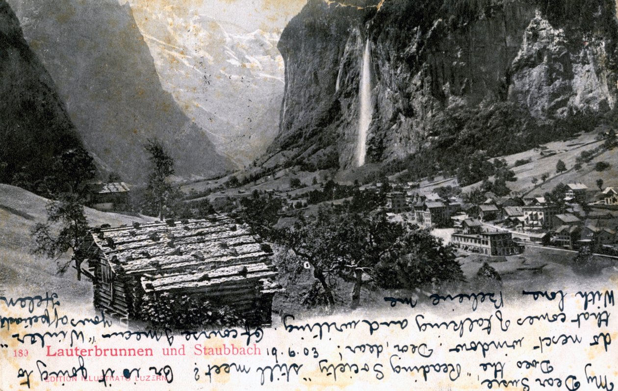 द लॉटरब्रुन्नन वैली, बर्नीस ओबेरलैंड, स्विट्जरलैंड, 1903 द्वारा अज्ञात