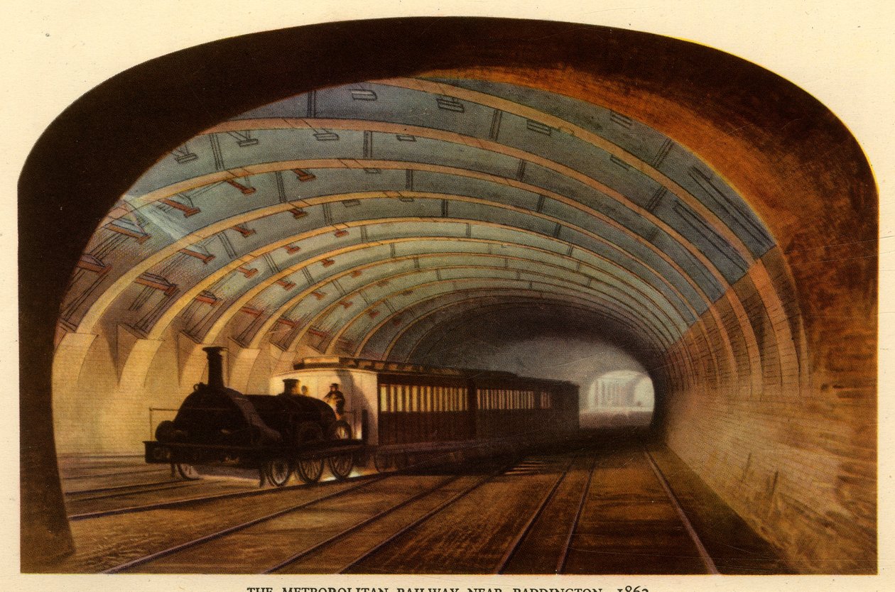 पैडिंगटन के पास मेट्रोपॉलिटन रेलवे, 1863, 1945। द्वारा अज्ञात