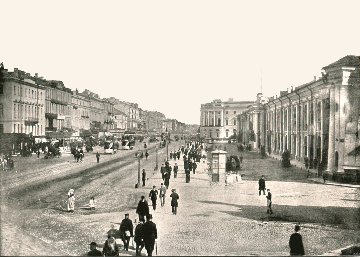 नेवस्की प्रॉस्पेक्ट, सेंट पीटर्सबर्ग, रूस, 1895। द्वारा अज्ञात