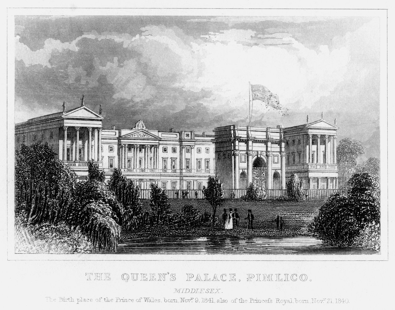 क्वींस पैलेस, पिमिलिको, लंदन, c1840s द्वारा अज्ञात