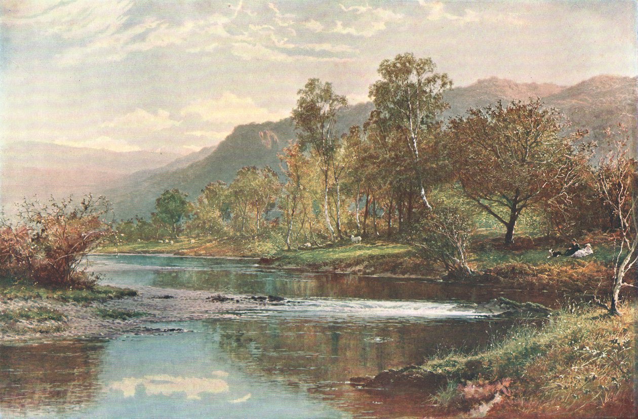 Derwent Water में बहने वाली नदी, c1902। द्वारा अज्ञात