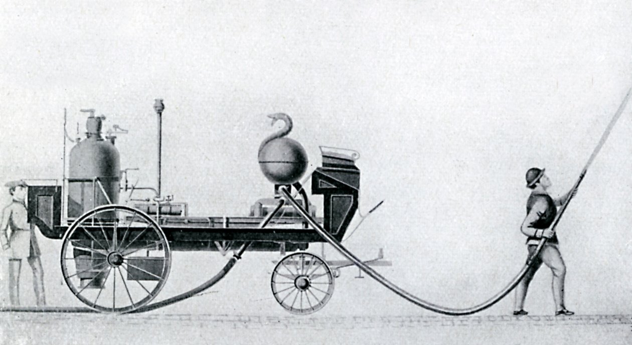 पहला स्टीम फायर इंजन, c1830 द्वारा अज्ञात