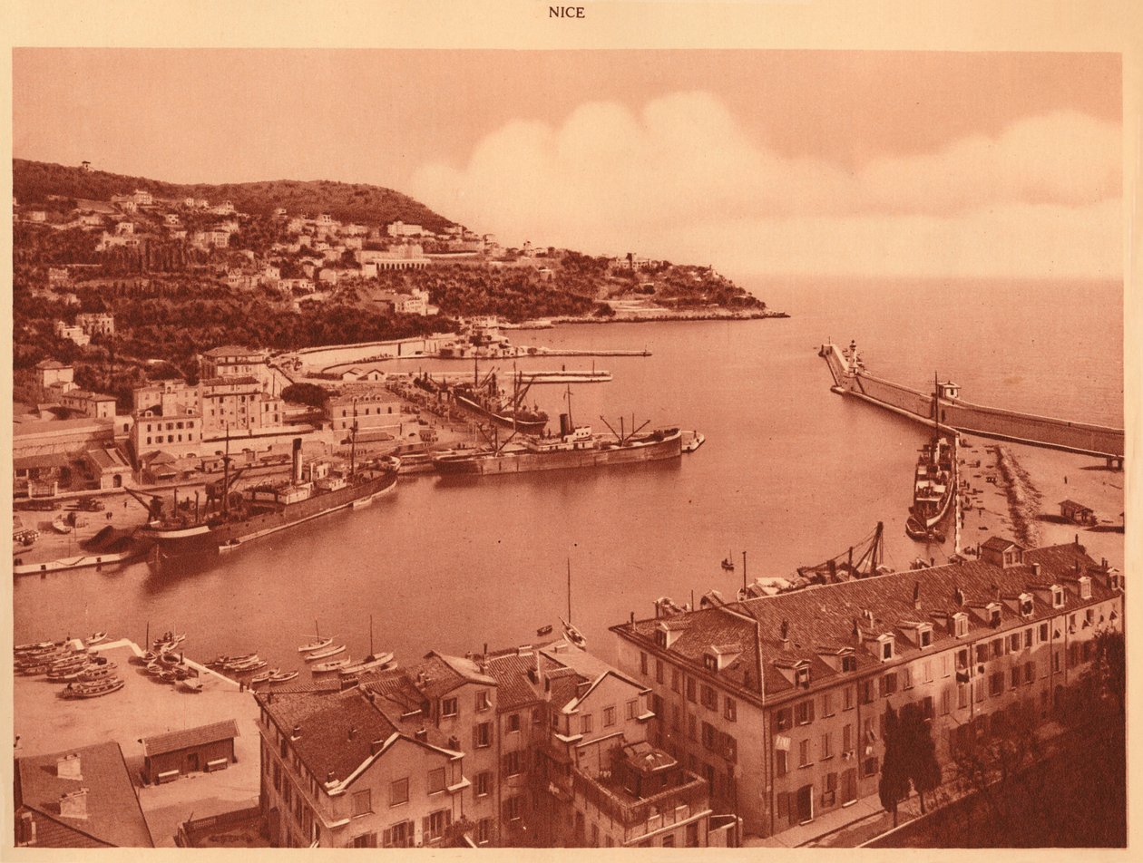 बंदरगाह का प्रवेश द्वार और मॉन्ट-बोरन, नीस, 1930। द्वारा अज्ञात