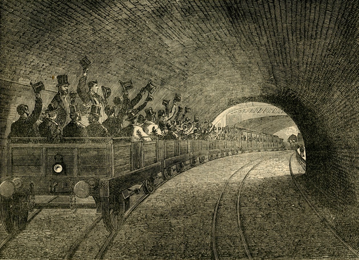 अंडरग्राउंड रेलवे पर ट्रायल ट्रिप, 1863, सी 1876। द्वारा अज्ञात