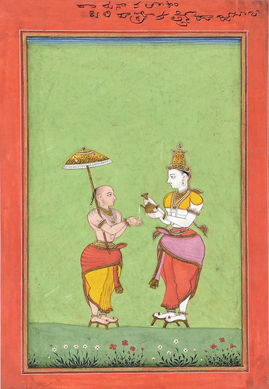 राजा बलि के द्वारा वामा को आशीर्वाद दिया जा रहा है। 1780s। द्वारा अज्ञात