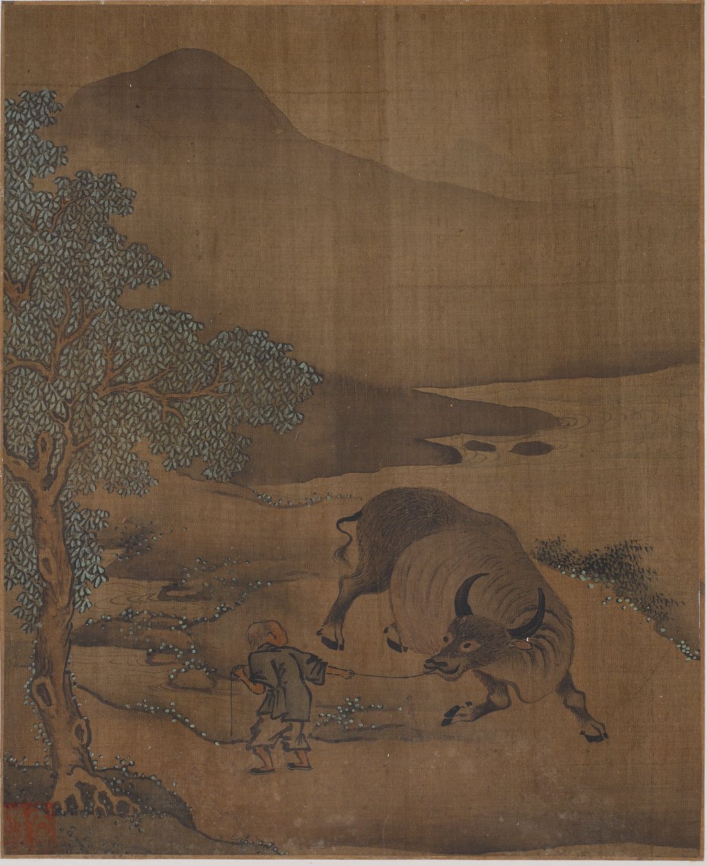 वाटर बफ़ेलो और हर्डबॉय, संभवतः मिंग राजवंश, 1368-1644। द्वारा अज्ञात