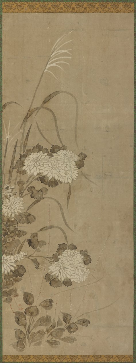 सफेद गुलदाउदी और घास, ईदो काल, 1615-1868। द्वारा अज्ञात