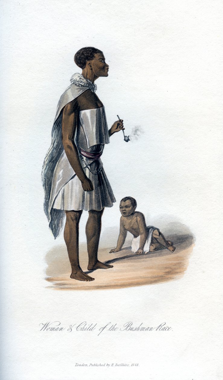 वुमन एंड चाइल्ड ऑफ द बुशमैन रेस, 1848 द्वारा अज्ञात
