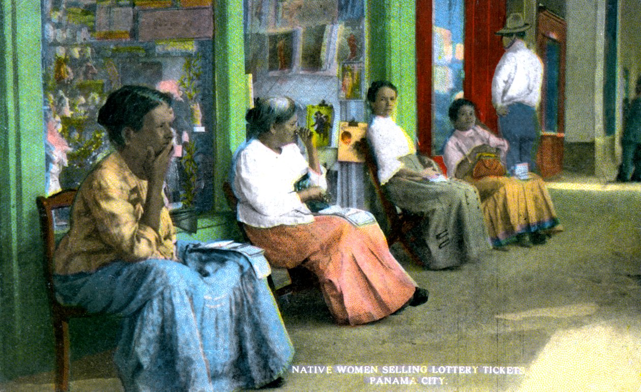 लॉटरी टिकट बेचने वाली महिलाएं, पनामा सिटी, पनामा, c1920s द्वारा अज्ञात
