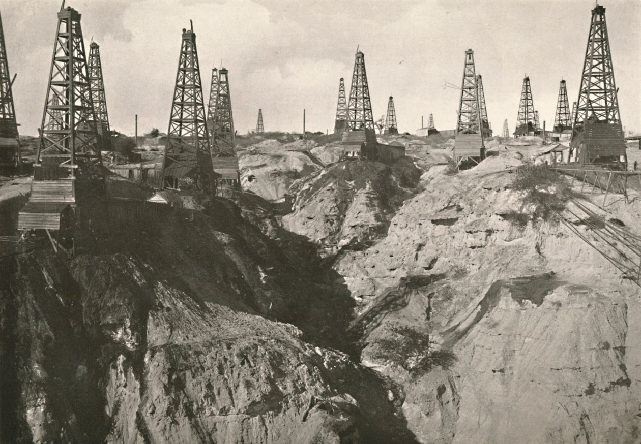 येन-यंग ऑयल वेल्स, 1900। द्वारा अज्ञात