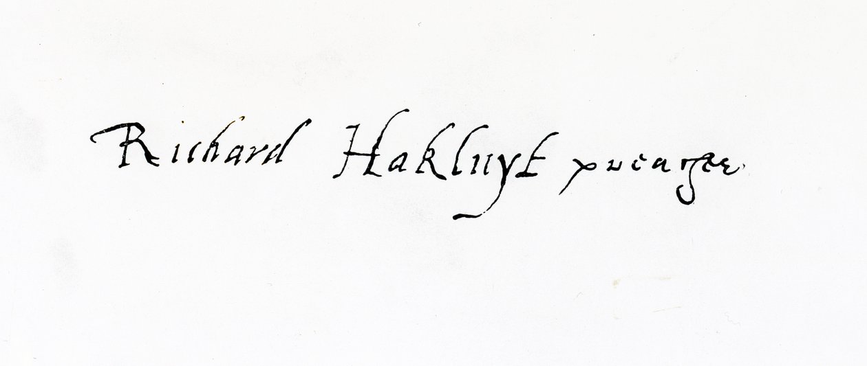 रिचर्ड हकलूइट का हस्ताक्षर (c.1552-1616) द्वारा अज्ञात अज्ञात