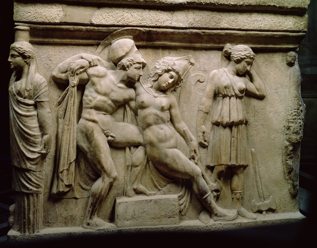 ग्रीक सर्कोफैगस विथ अ सीन, बैटल ऑफ़ द अमाज़न्स, c.350BC द्वारा अज्ञात अज्ञात