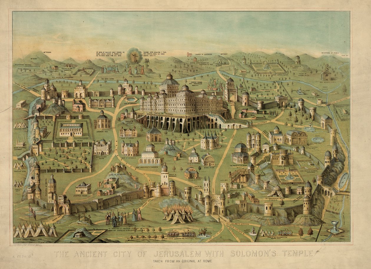 सोलोमन के मंदिर, 1871 के साथ यरूशलेम का प्राचीन शहर द्वारा अज्ञात अज्ञात