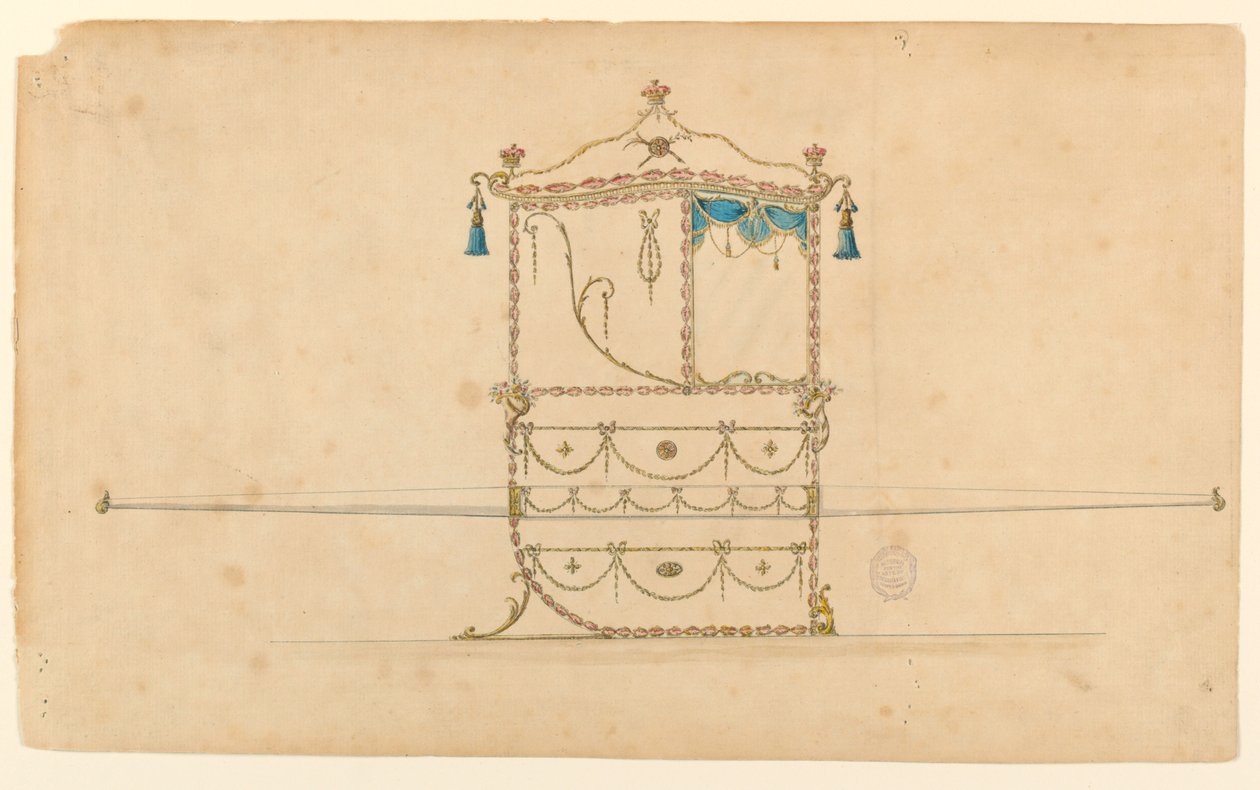 ड्राइंग, एक सेडान अध्यक्ष के लिए परियोजना, 1770–75 द्वारा अज्ञात