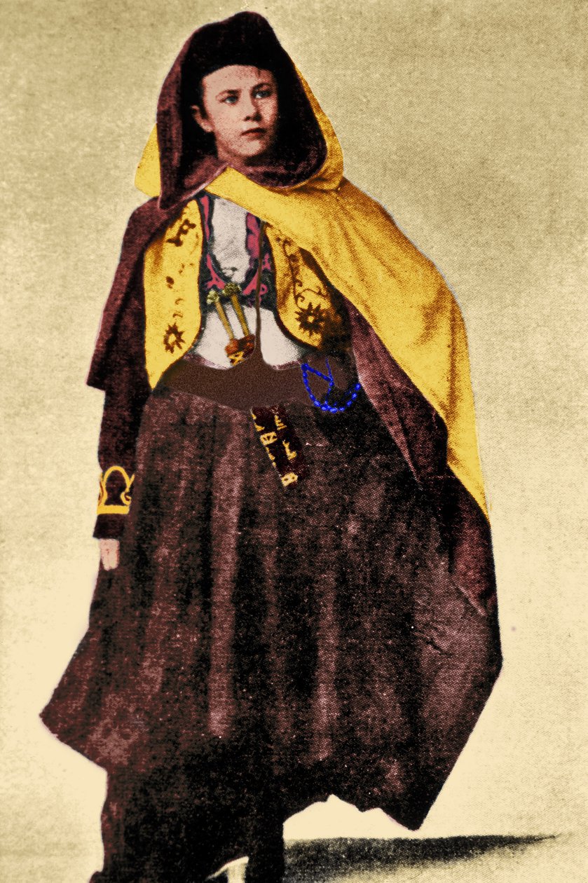 स्विस खोजकर्ता इसाबेल एबरहार्ट ने अरब की वेशभूषा, c.1897 (बाद में कोलोरिज़ेशन) पहना द्वारा अज्ञात