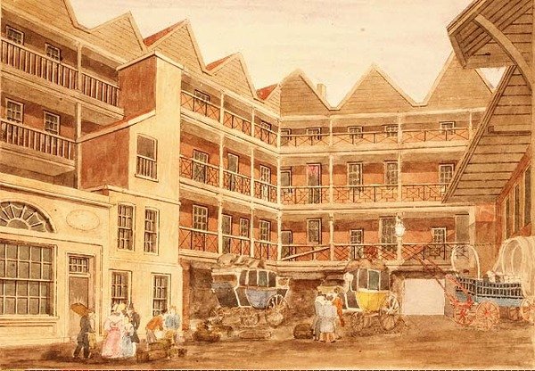बुल एंड माउथ इन यार्ड, c.1806 द्वारा वेलेंटाइन डेविस
