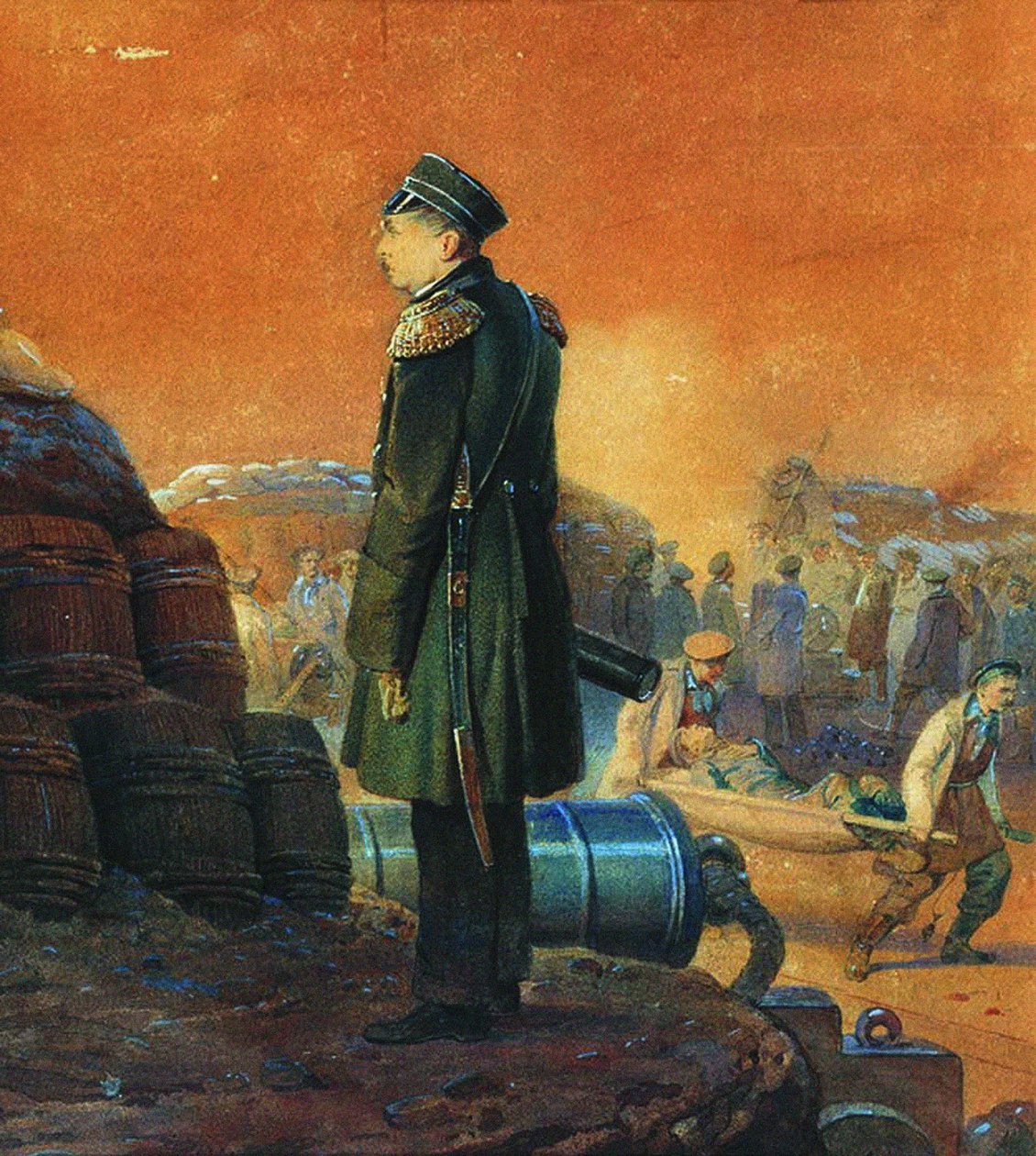 एडमिरल पावेल नखिमोव बैस्टियन पर, 1855 द्वारा जॉर्ज विल्हेम टिम