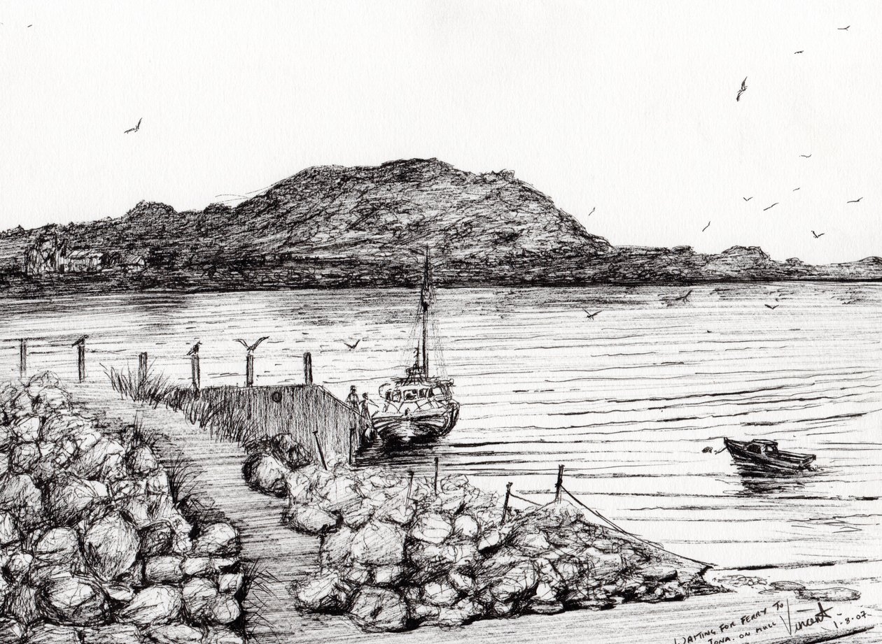 Iona Mull स्कॉटलैंड से, (स्याही कागज पर) द्वारा विंसेंट अलेक्जेंडर बूथ
