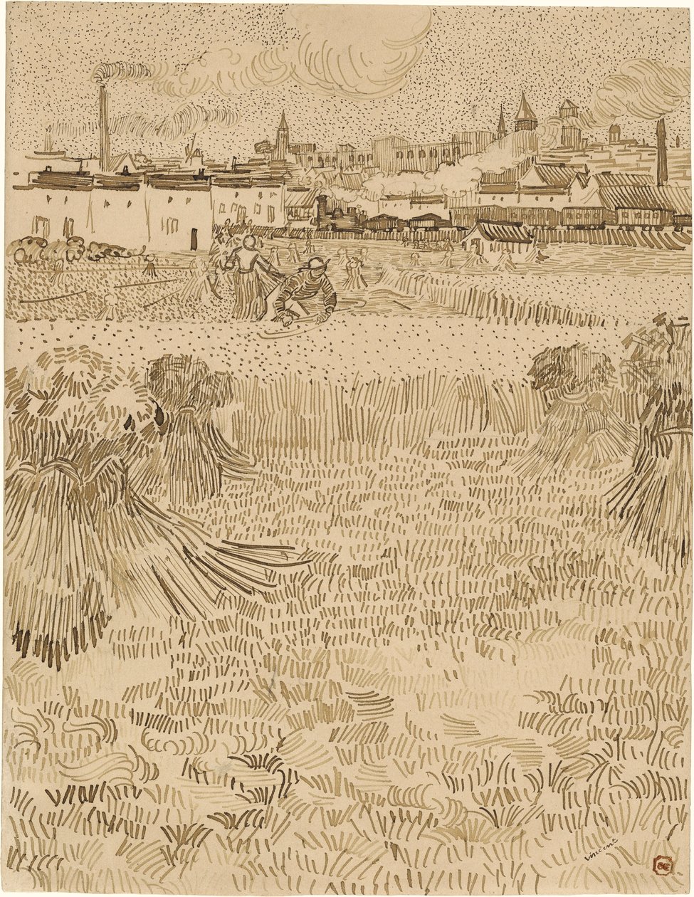 Arles। गेहूं के खेतों से देखें (1888) द्वारा विन्सेंट वैन गॉग