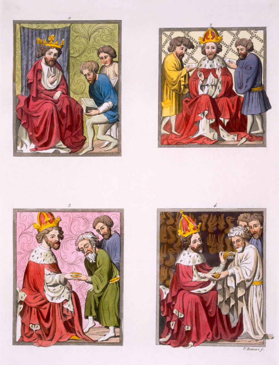 &39;कॉस्ट्यूम दे रोमानी&39;, c.1800-18 (रंग उत्कीर्णन) से, मैक्सिमिलियन I के समय में मौद्रिक प्रणाली के साथ करने के लिए विभिन्न अनुष्ठान द्वारा विटोरियो रेनरी
