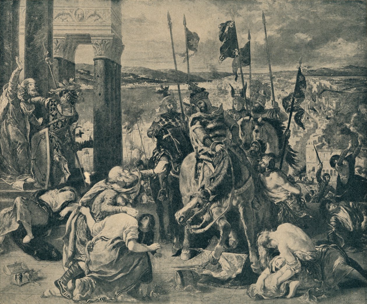 कॉन्स्टेंटिनोपल में प्रवेश करने वाले क्रूसेडर, 1840, 1935। द्वारा डब्ल्यूएफ मैन्सेल
