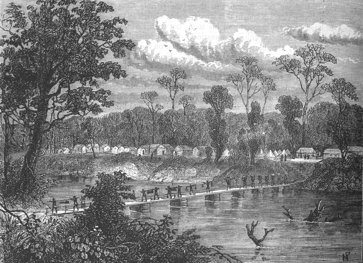 प्राह पर पोंटून-ब्रिज, c1880 द्वारा डब्ल्यूपी