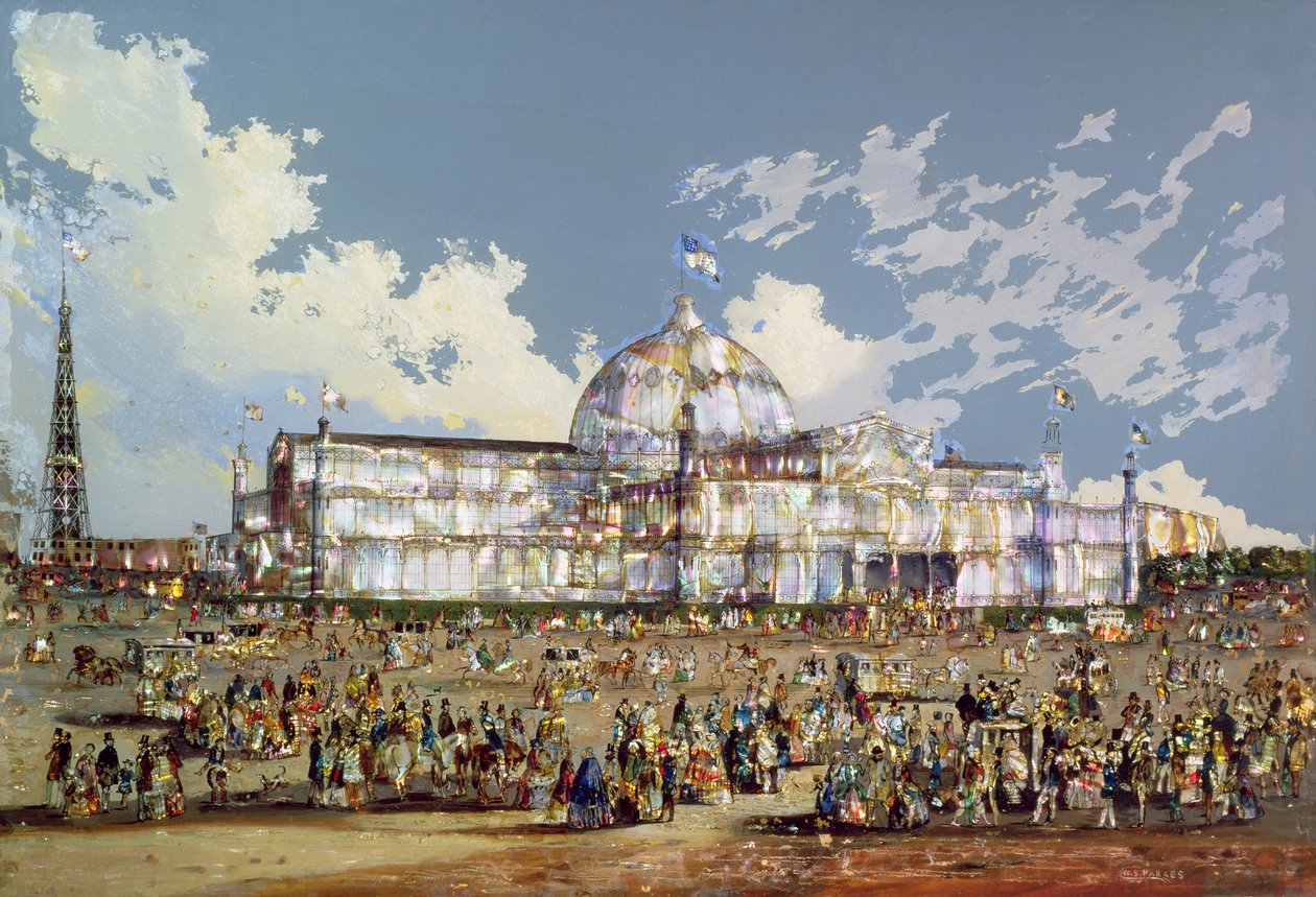 क्रिस्टल पैलेस, न्यूयॉर्क, c.1850 (ग्लास पर तेल माँ के मोती के साथ समर्थित द्वारा WS पार्क्स