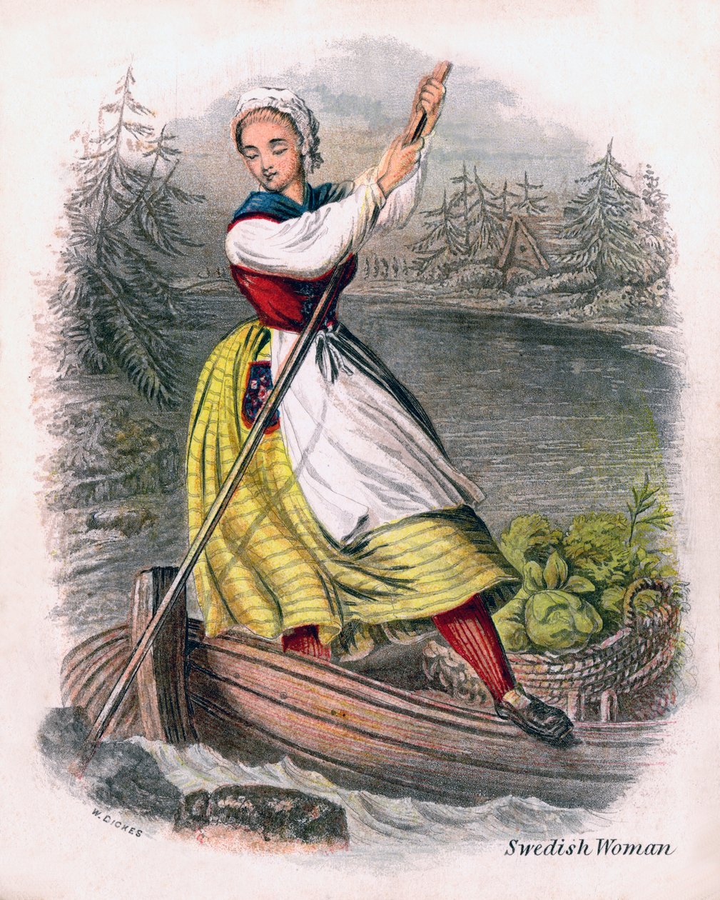 स्वीडिश महिला रोइंग, 1809। द्वारा डब्ल्यू। डिके