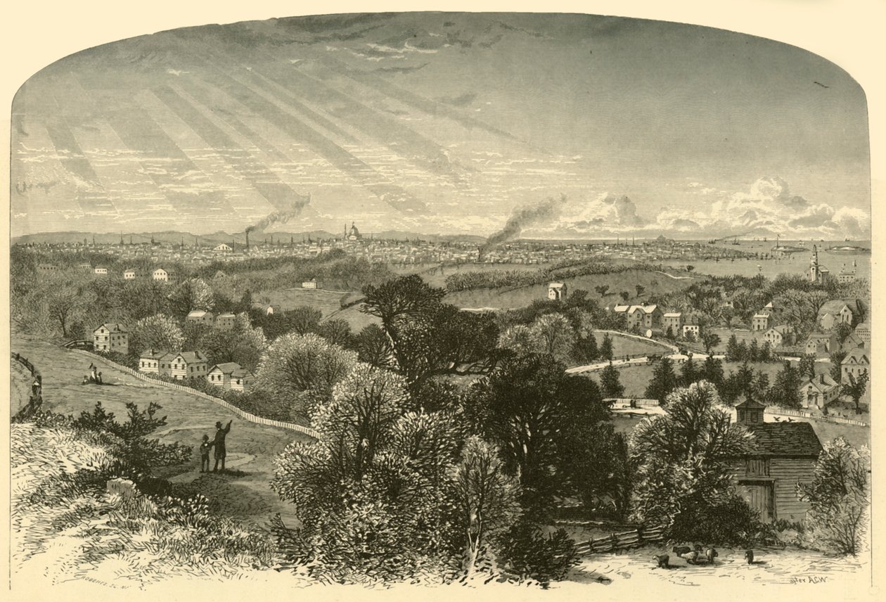 बोस्टन, माउंट बॉडॉइन से, 1874। द्वारा डब्ल्यू रॉबर्ट्स