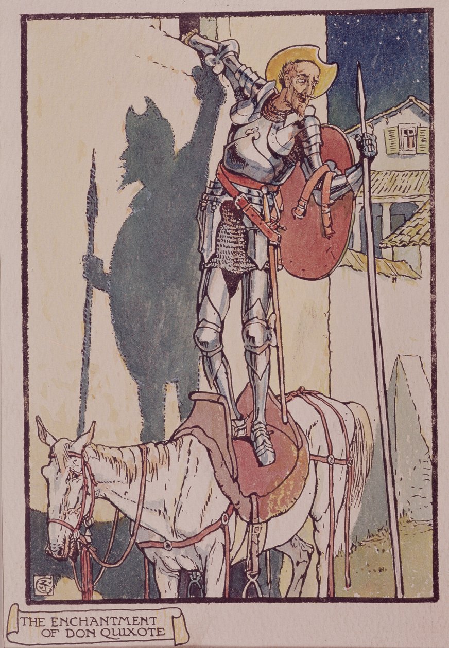 Cervantes द्वारा &39;डॉन Quixote डे ला मंच&39; से डॉन क्विक्सोट (रेखा चित्र) द्वारा वाल्टर क्रेन
