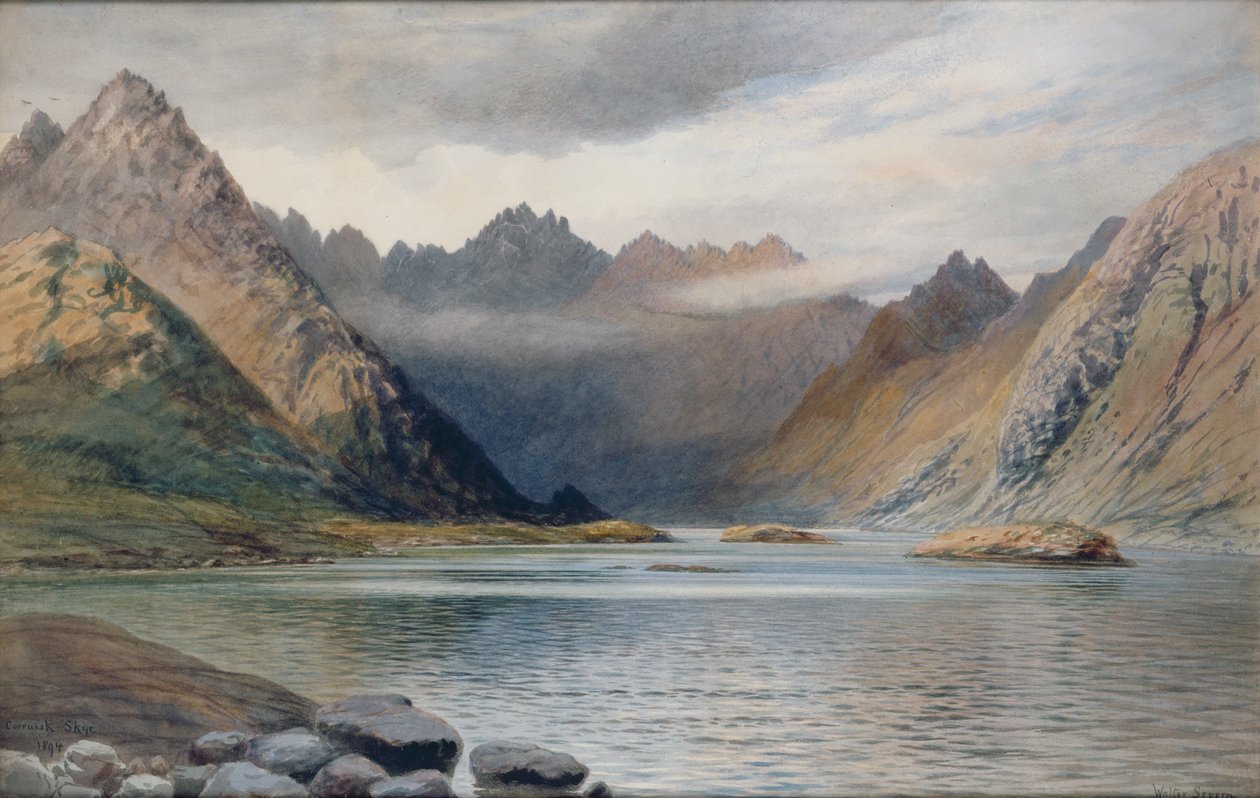 हेड्रियन वॉल के उत्तर में एक झील, 1894 (कागज पर पानी का रंग) द्वारा वाल्टर सेवर्न