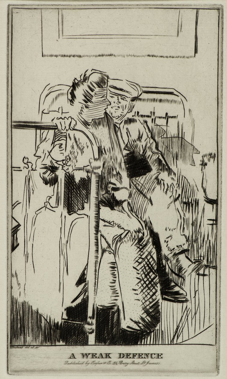 एक कमजोर रक्षा, c.1911 (नक़्क़ाशी) द्वारा वाल्टर रिचर्ड सिकर्ट
