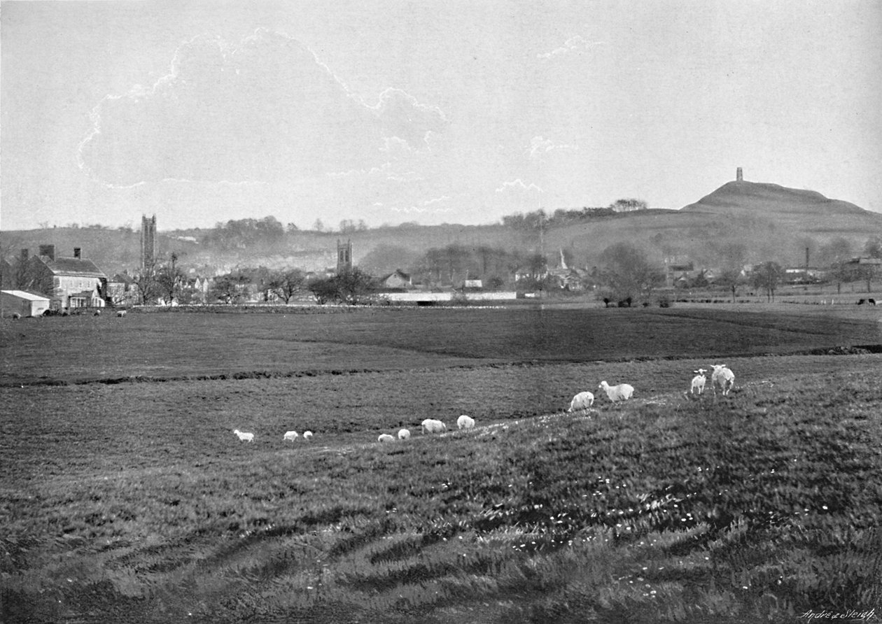 Glastonbury and Tor, c1896 द्वारा वाल्टर टुल्ली