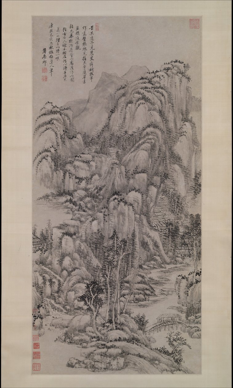 वू जेन के बाद लैंडस्केप, 1695 दिनांकित। द्वारा वांग युआनकी